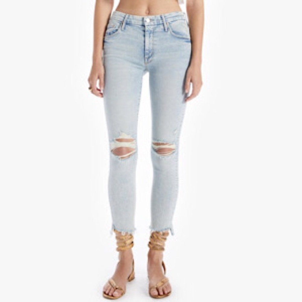 “NEW” MOTHER The Stunner Zip Ankle Fray Jean